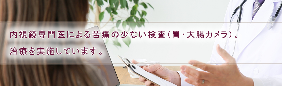 なかしま胃腸科は内視鏡専門医による苦痛の少ない検査（胃・大腸カメラ）治療を実施しています